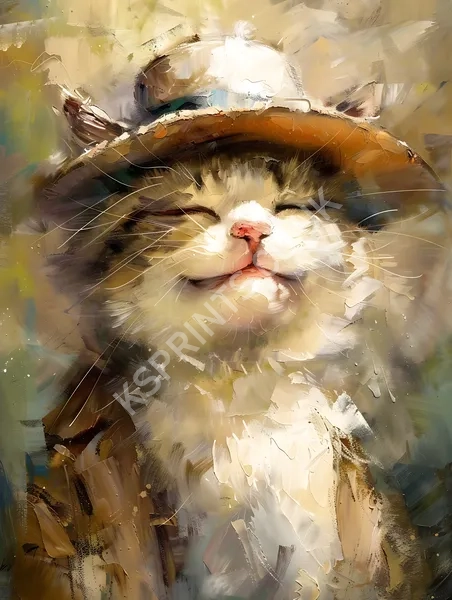 Smiling cat painting